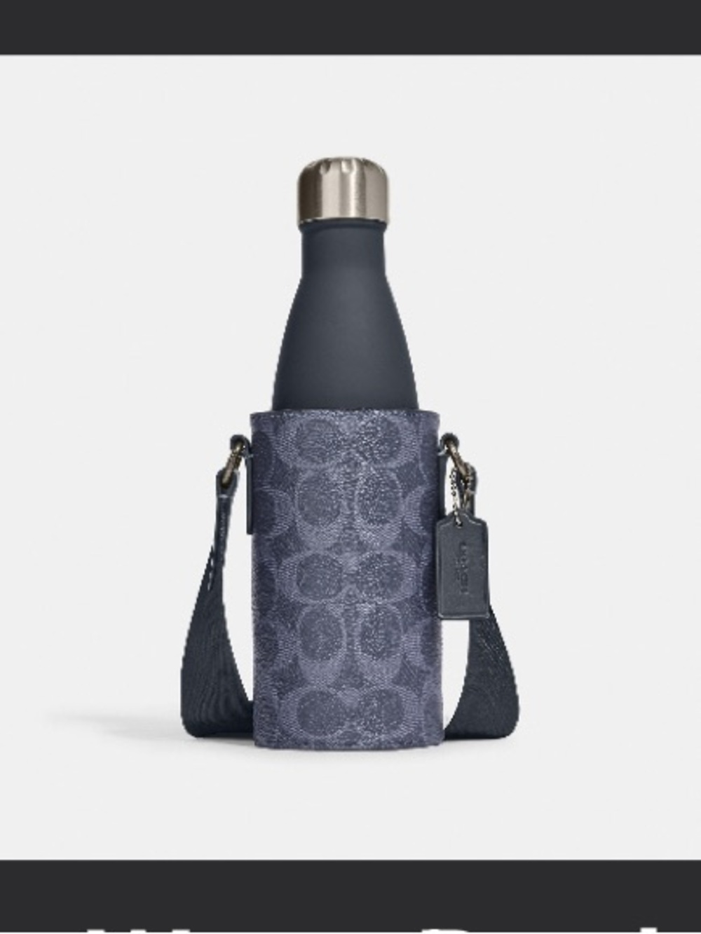 Coach Navy Signature Bottle Carrier with Webbing Strap